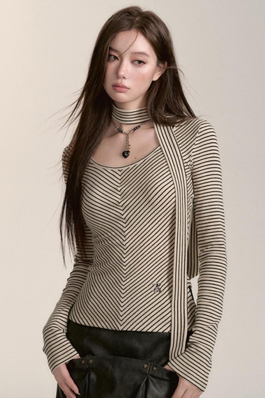 Slim Striped Irregular Top