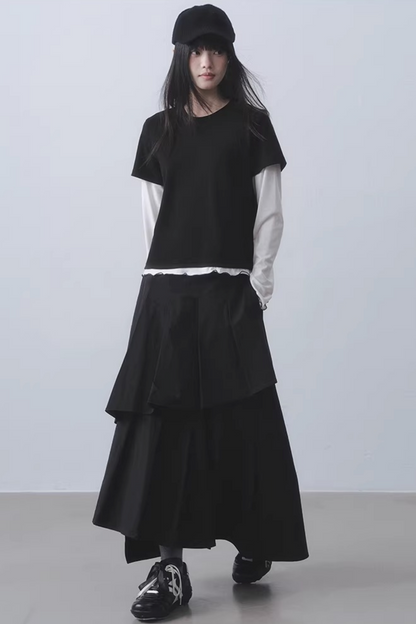 Double-Layered Pleated Skirt