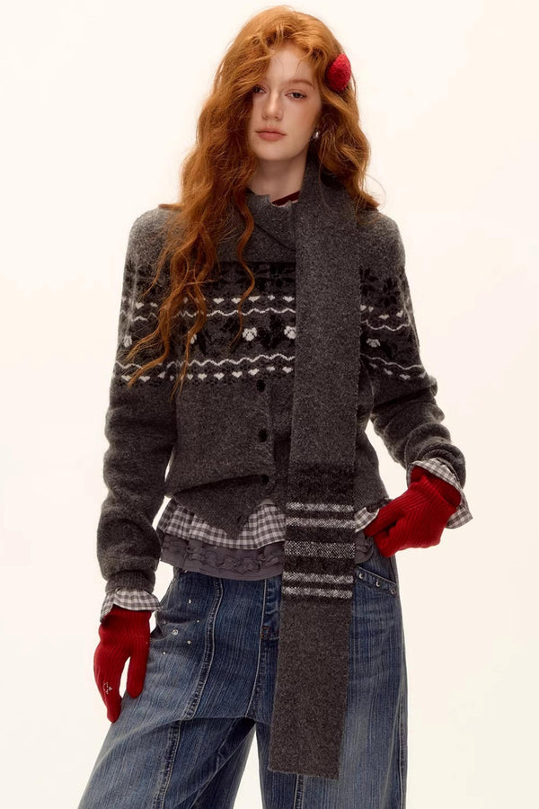 Jacquard Knit Cardigan Set