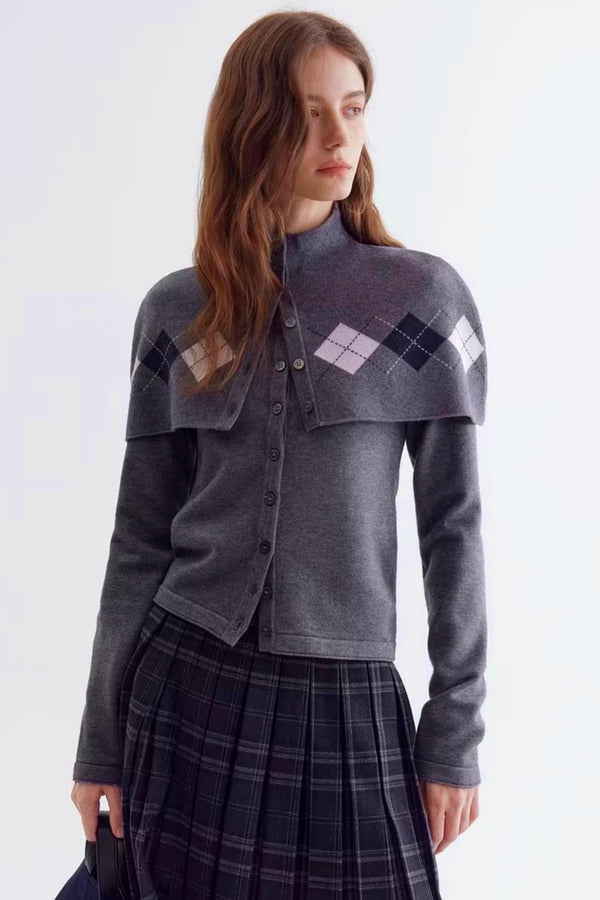 Argyle Jacquard Cardigan Set