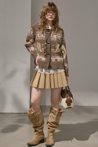 Silk Classic Pleated Puffy Short Skirt