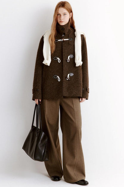 Fluffy Blend Woolen Short Coat