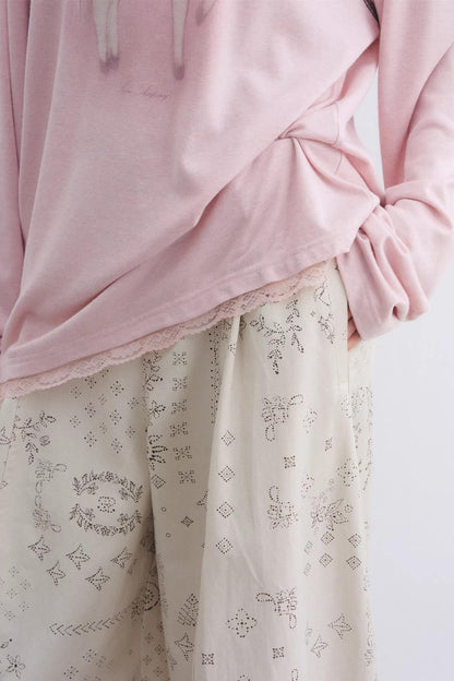 Lyocell Paisley Wide-Leg Pants
