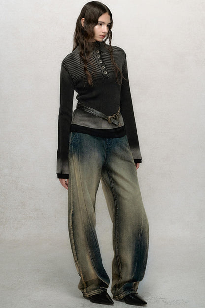 Distressed Relaxed Cotton Pants