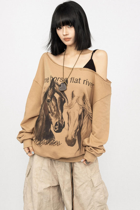 Vintage Slanted Shoulder Sweatshirt