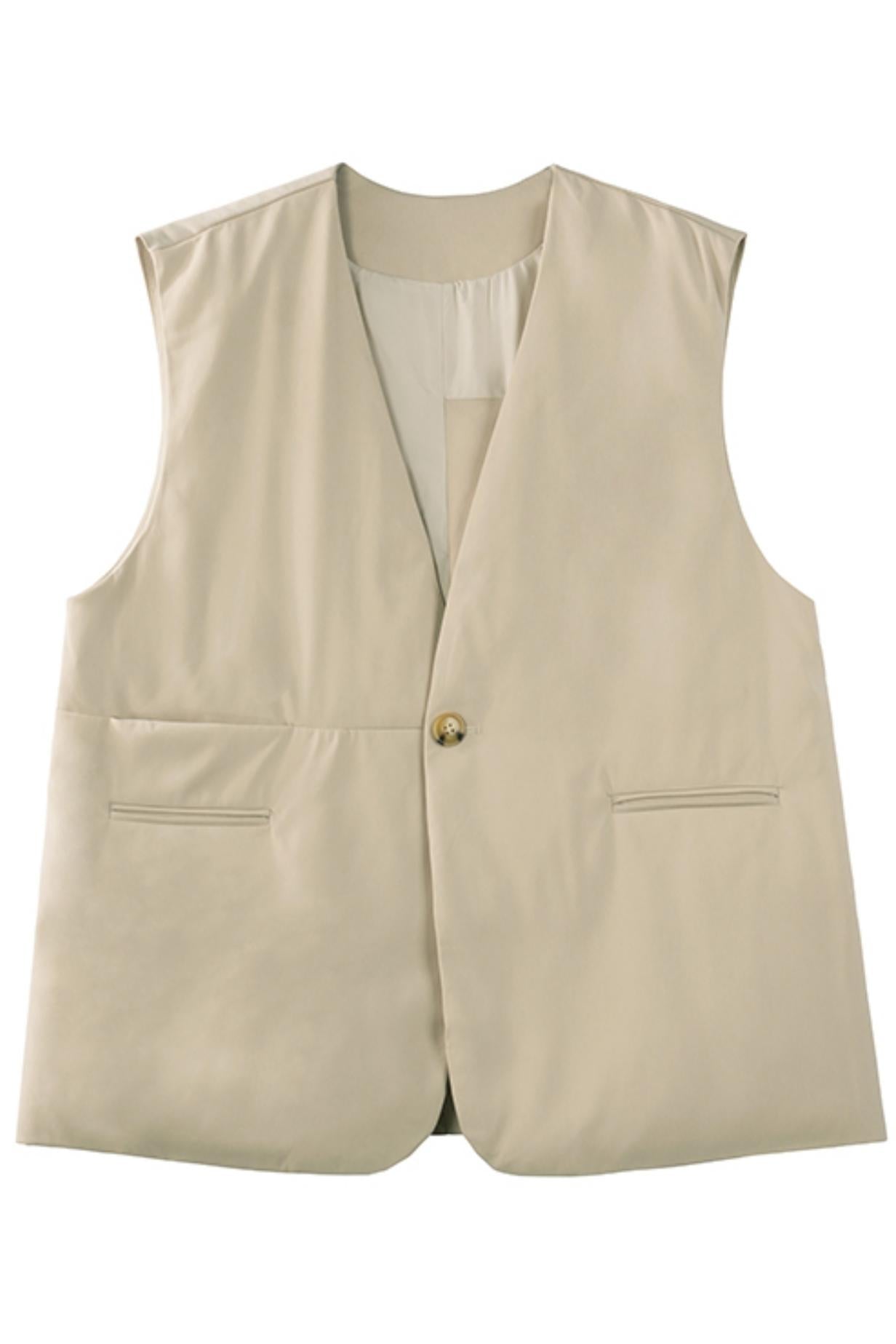 Gray White Duck Down V-Neck Vest