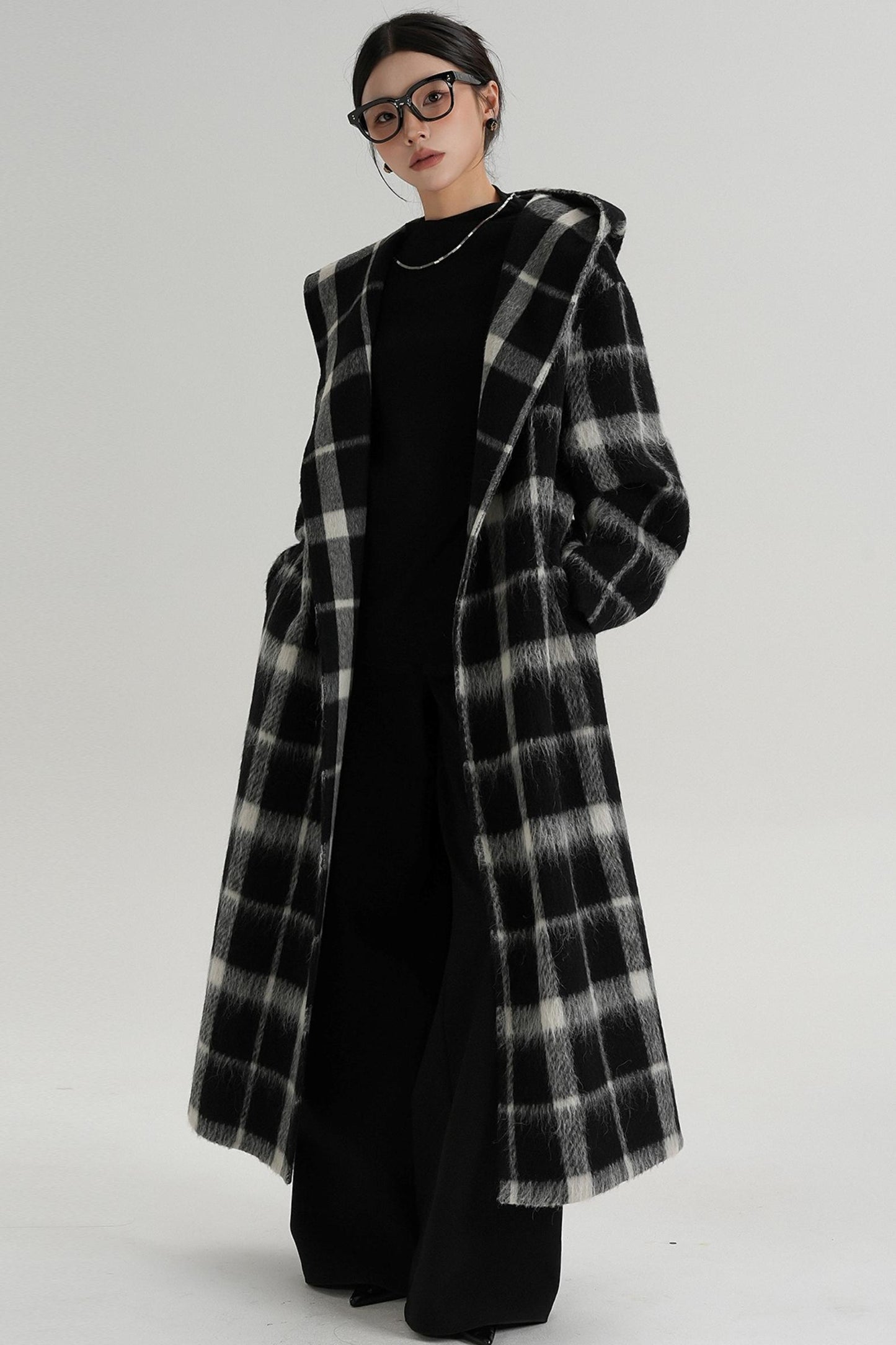 Plaid Alpaca Wool Coat