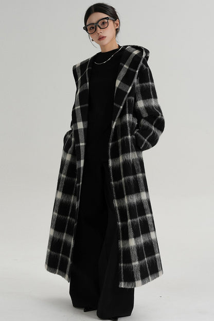 Plaid Alpaca Wool Coat