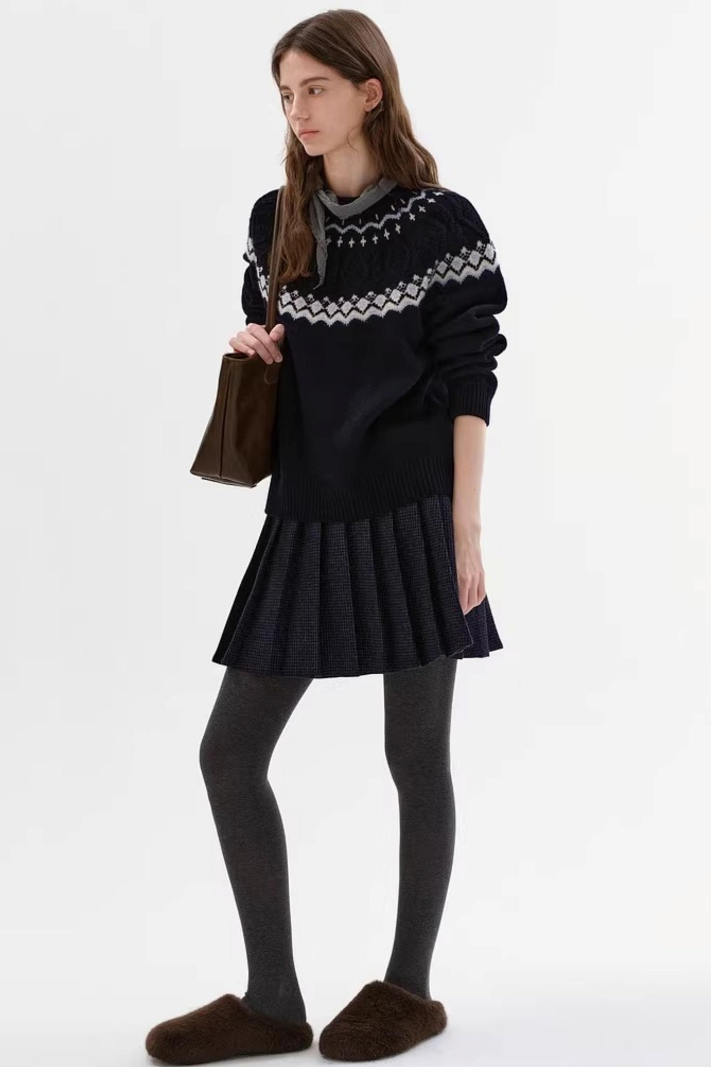 Wool-Blend Tartan Pleated Skirt