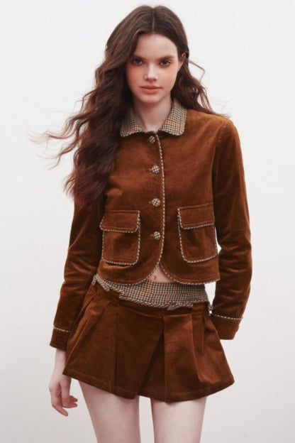 Corduroy Cardigan Suit Top Set-Up