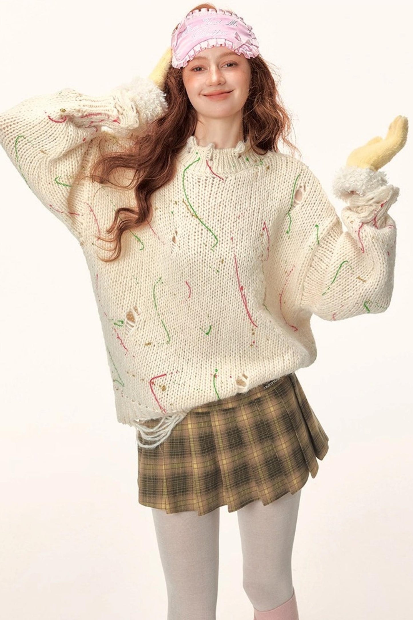 Irregular Color-Block Knit Sweater