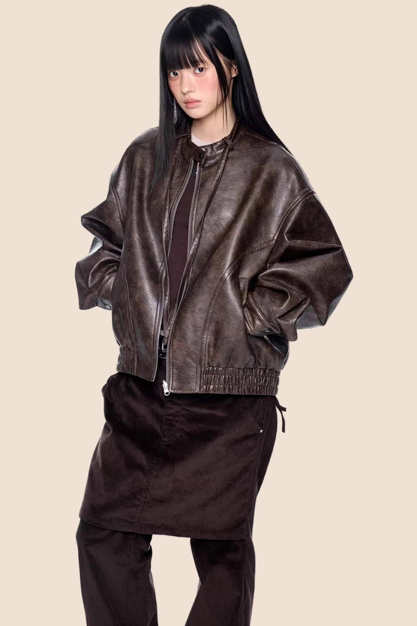 Textured Vintage Leather Jacket