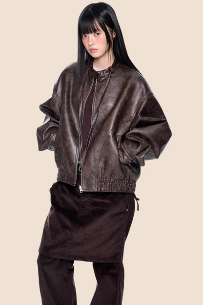 Textured Vintage Leather Jacket