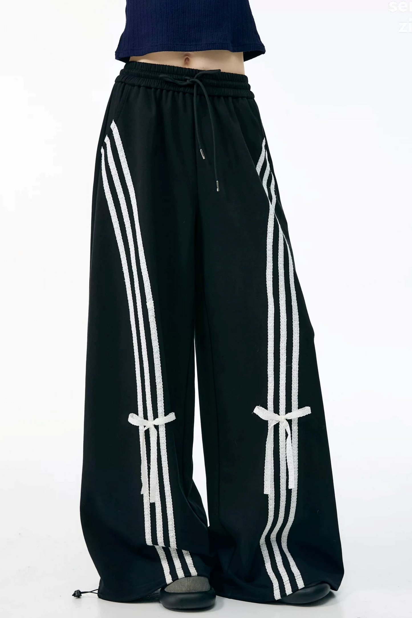 White Butterfly Wide-Leg Sweatpants