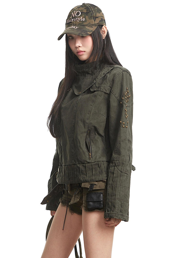 Stitched Stand Collar Heavy Top