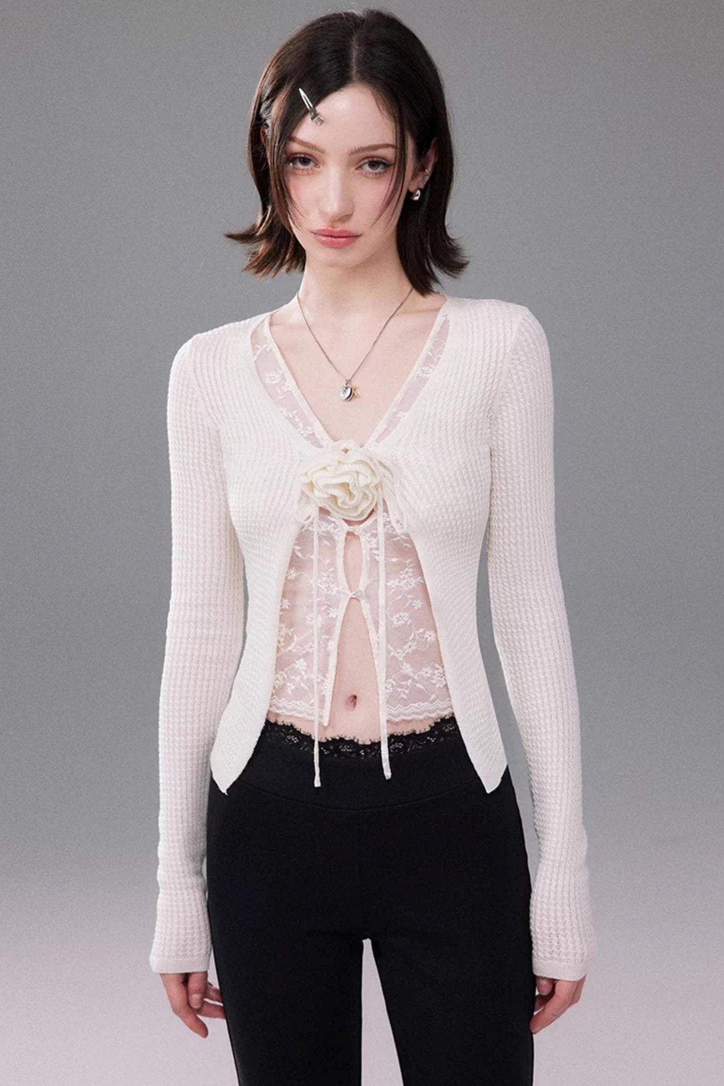 Lace Knit Two-Piece Top