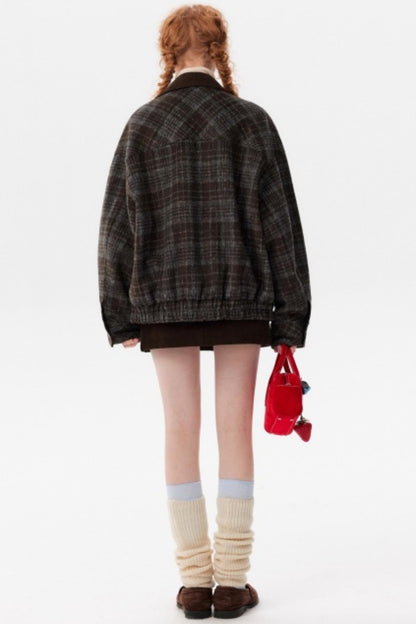 Plaid Woolen Barn Coat