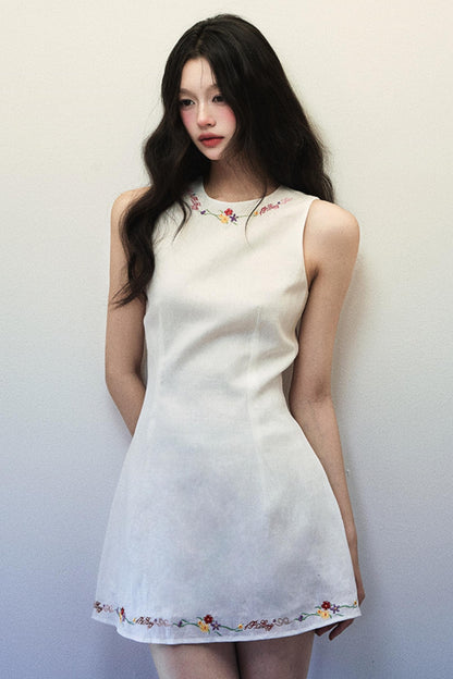 White Linen Vest Dress