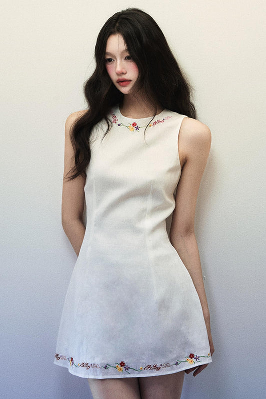 White Linen Vest Dress