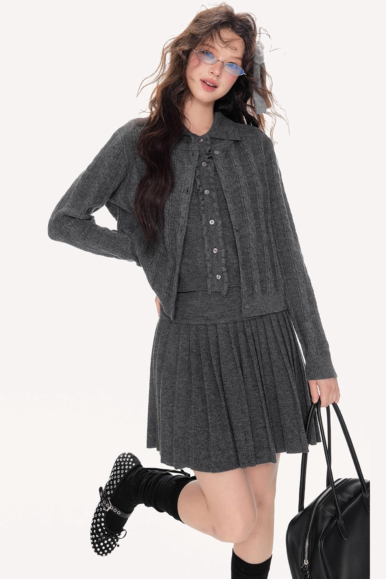 Fall Knitted Skirt Top Set-Up