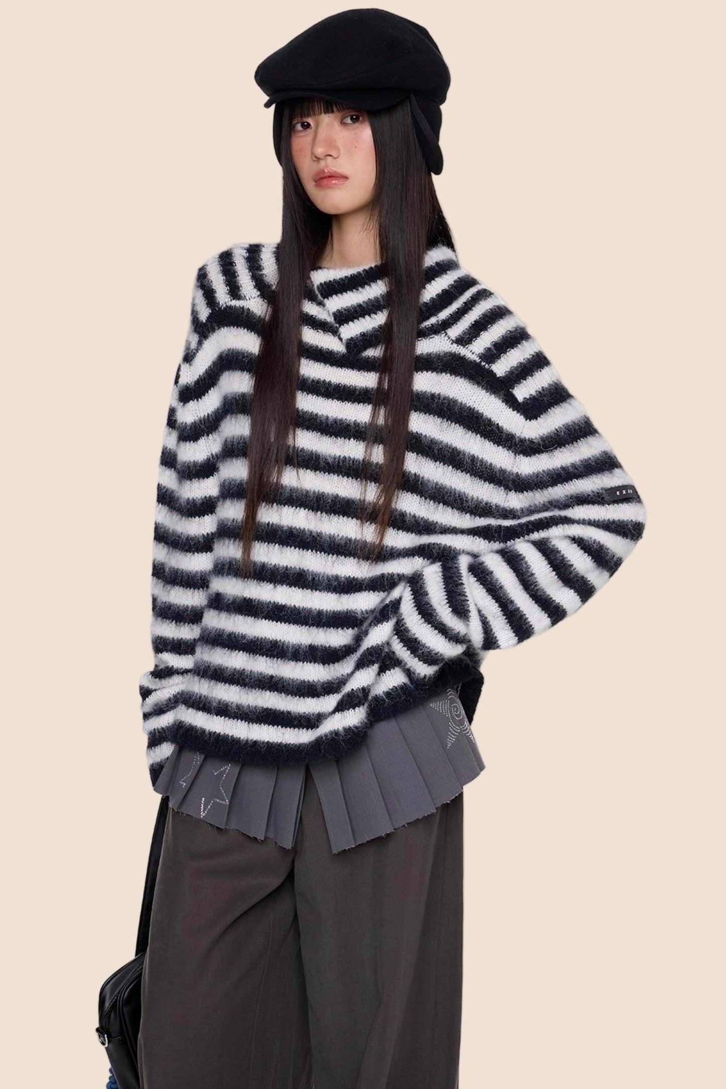 Irregular Lapel Knit Sweater