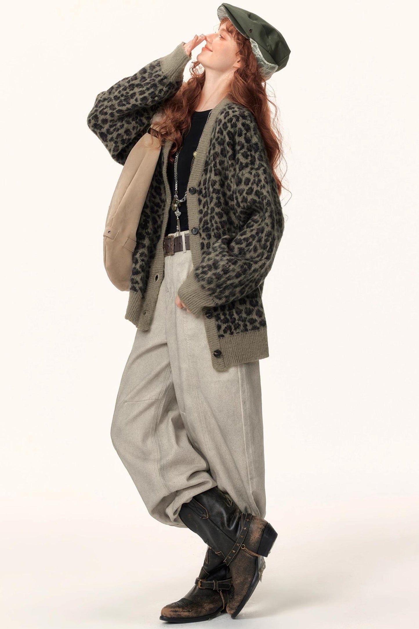 Leopard Print Jacquard Cardigan