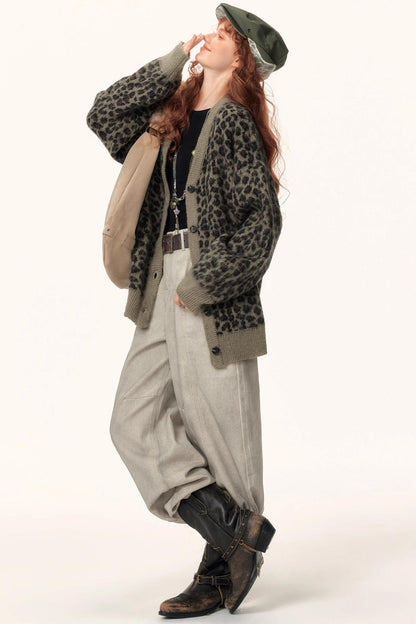Leopard Print Jacquard Cardigan