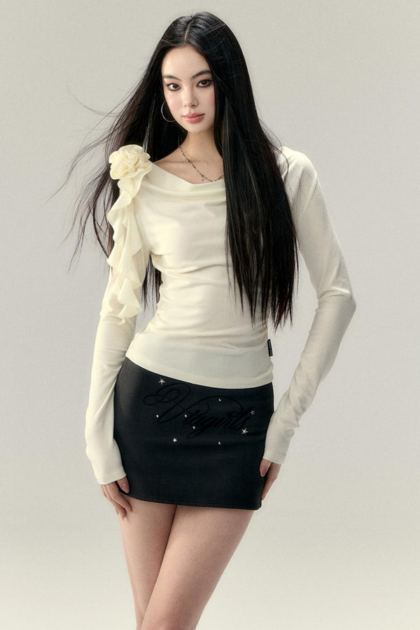Long Sleeve Roses Flutter Top