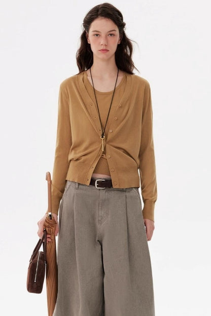 Maillard Knitted Cardigan & Vest Set-Up