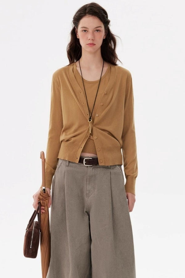 Maillard Knitted Cardigan & Vest Set-Up