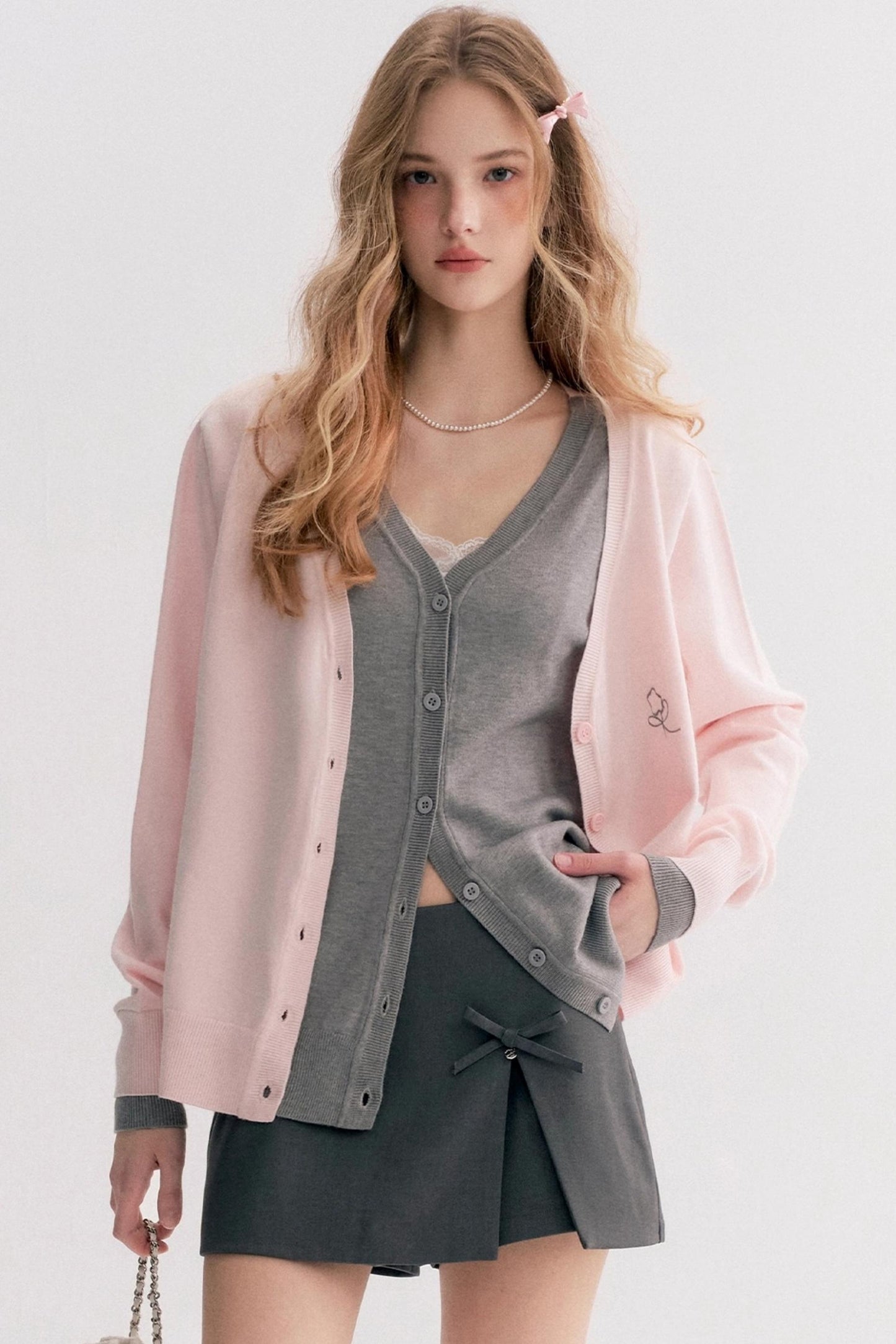 Soft Pink V-Neck Sweater