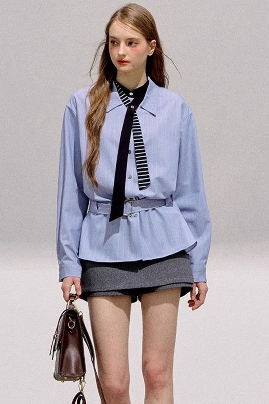 Mint Blue Striped Tunic Shirt