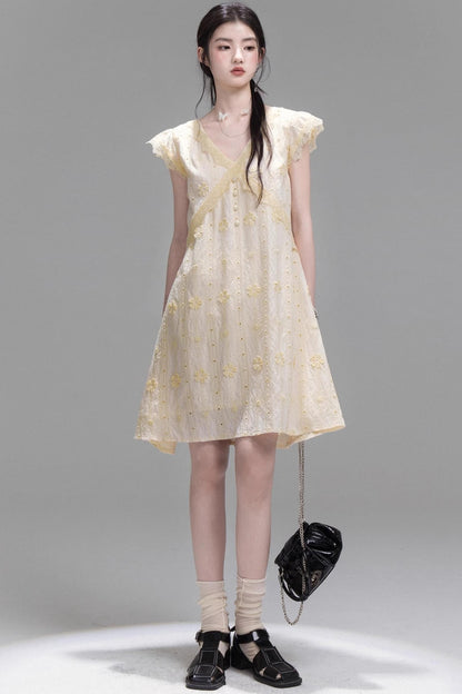 Floral V-Neck Ruffle Dress