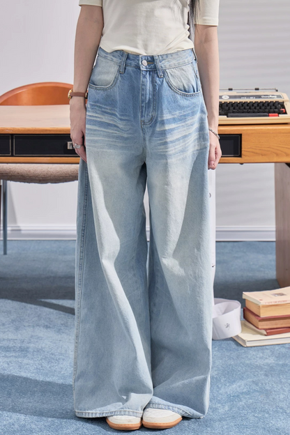 High-Waisted Drapey Denim Pants