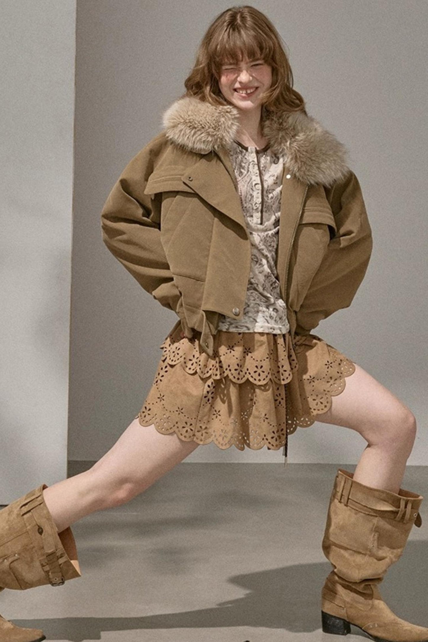 Cashew Flower Slim Print Knitted Top