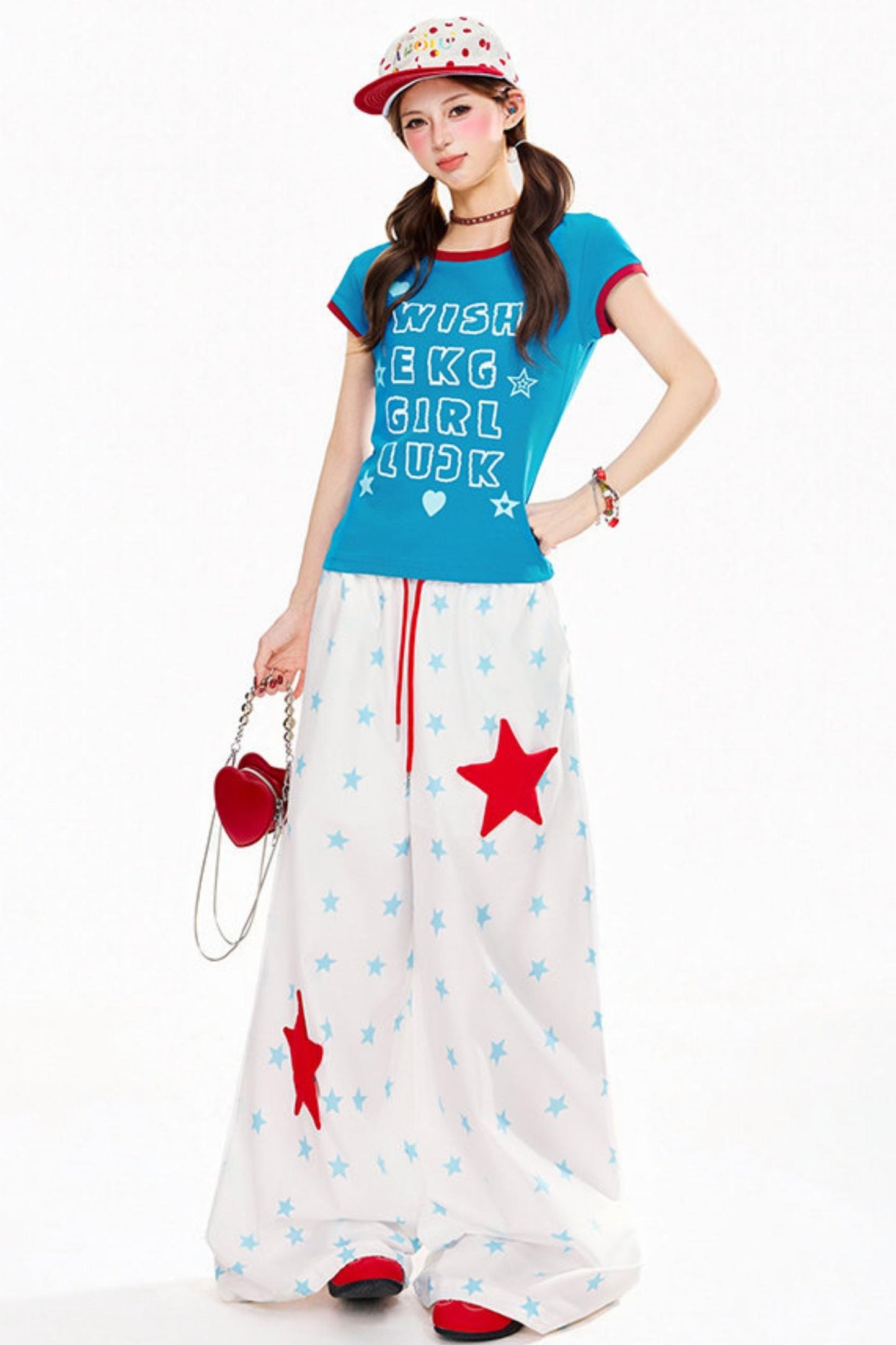 Dopamine Star Print Wide-Leg Pants