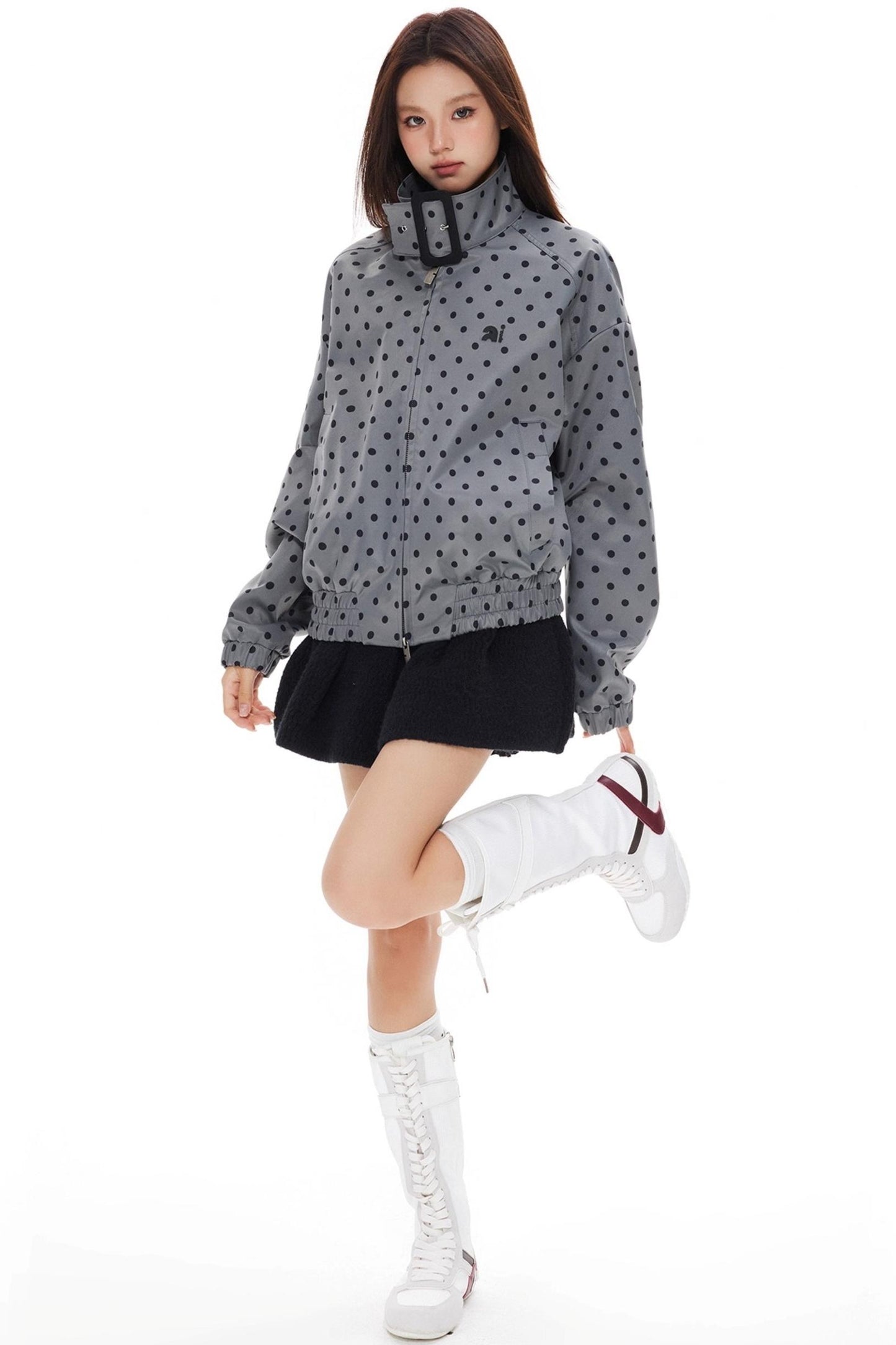 Polka Dot Stand-Up Jacket