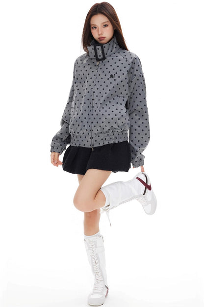 Polka Dot Stand-Up Jacket