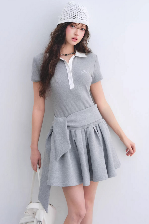 Contrasting Polo Puffy Dress