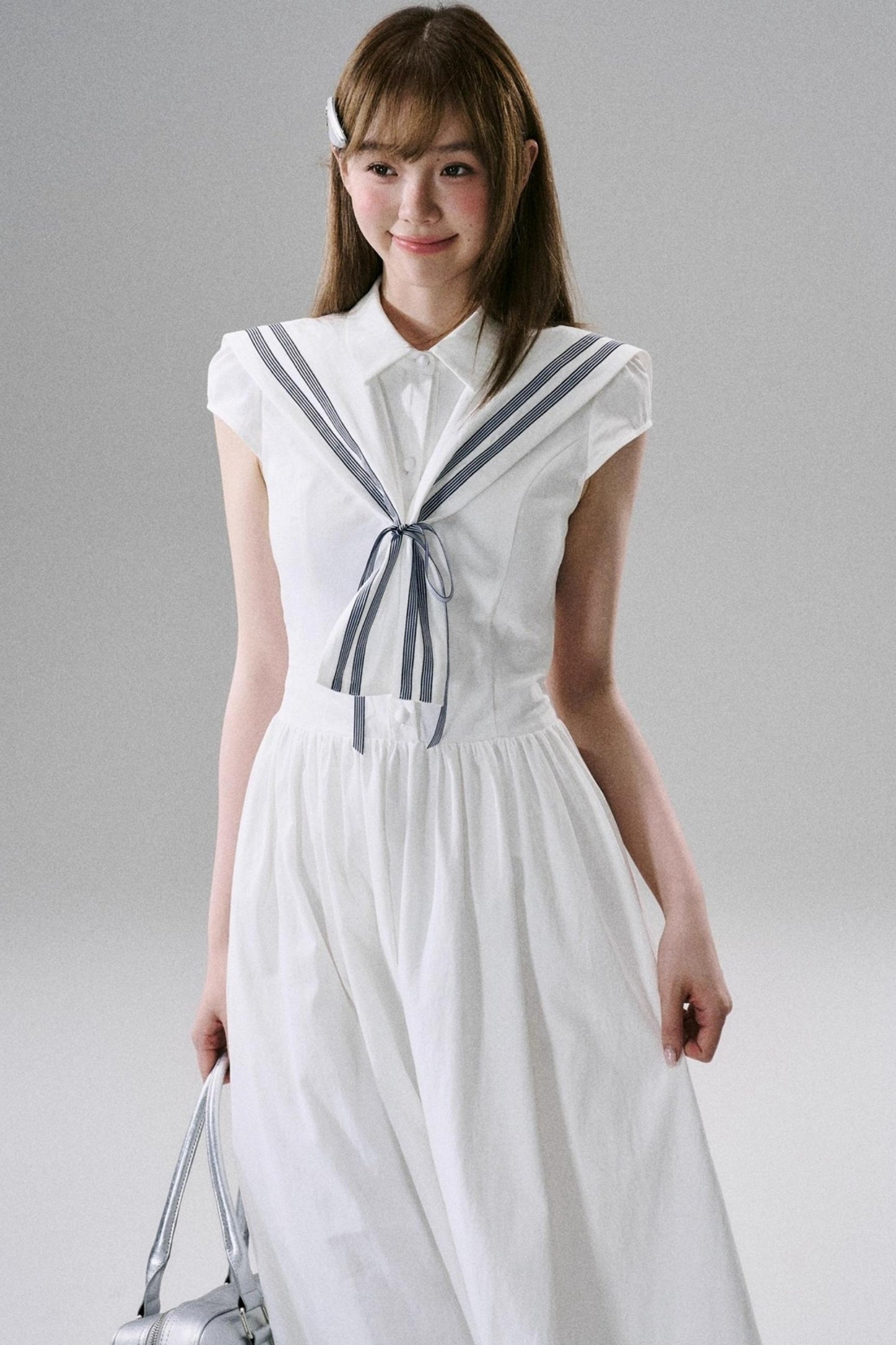 Minimal Sailor-Inspired Long Dress
