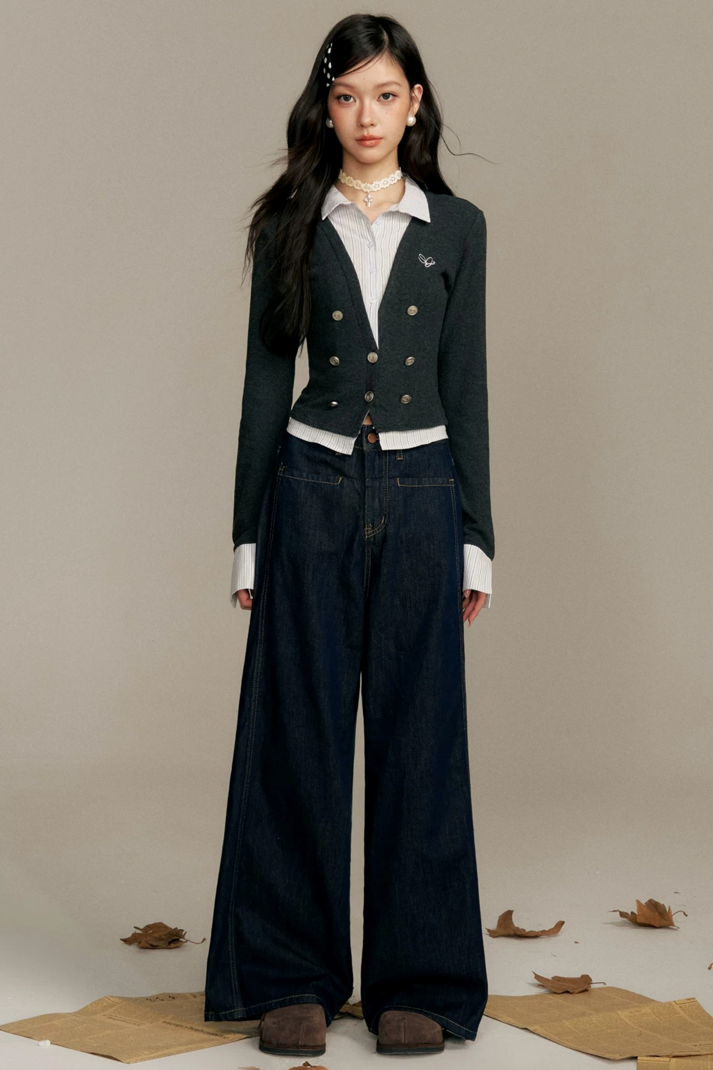 Contrasting Fake Two-Piece Top