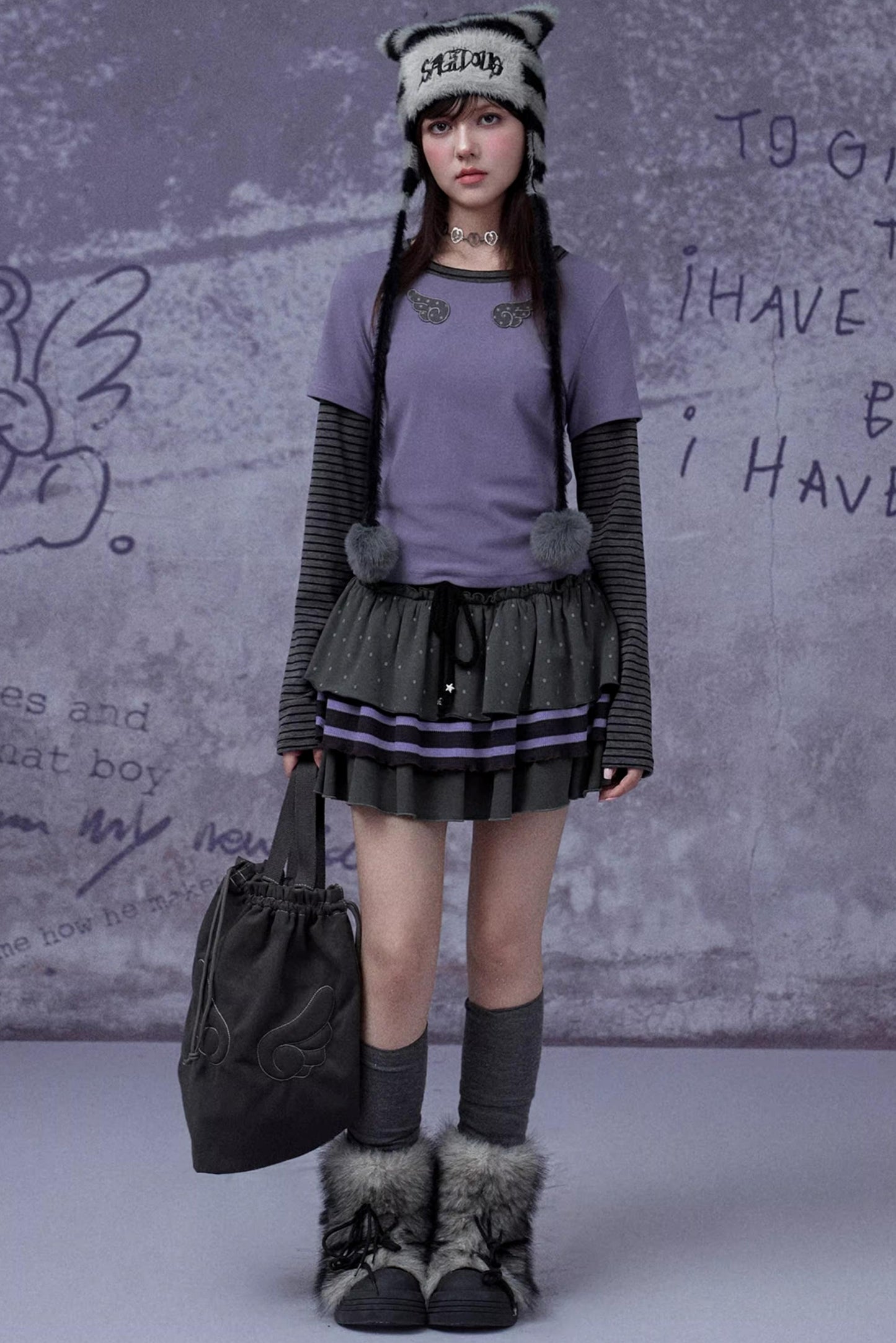 Gray-Purple Cake Skirt