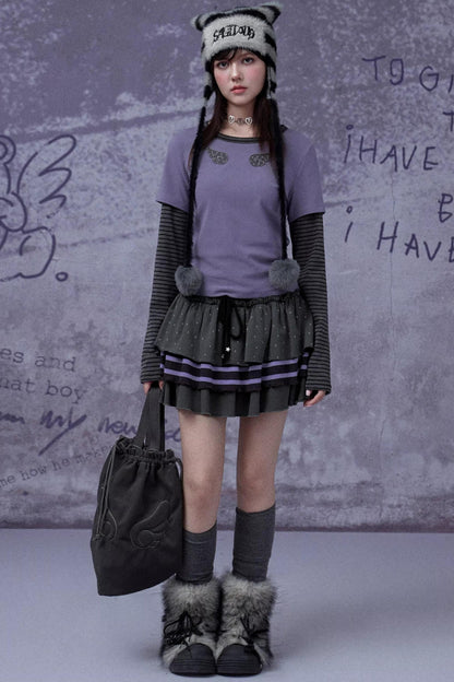 Gray-Purple Cake Skirt