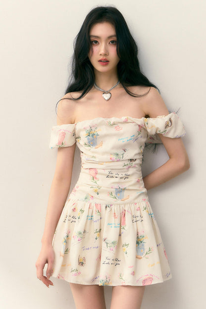 One-Shoulder Pleated Summer Dress