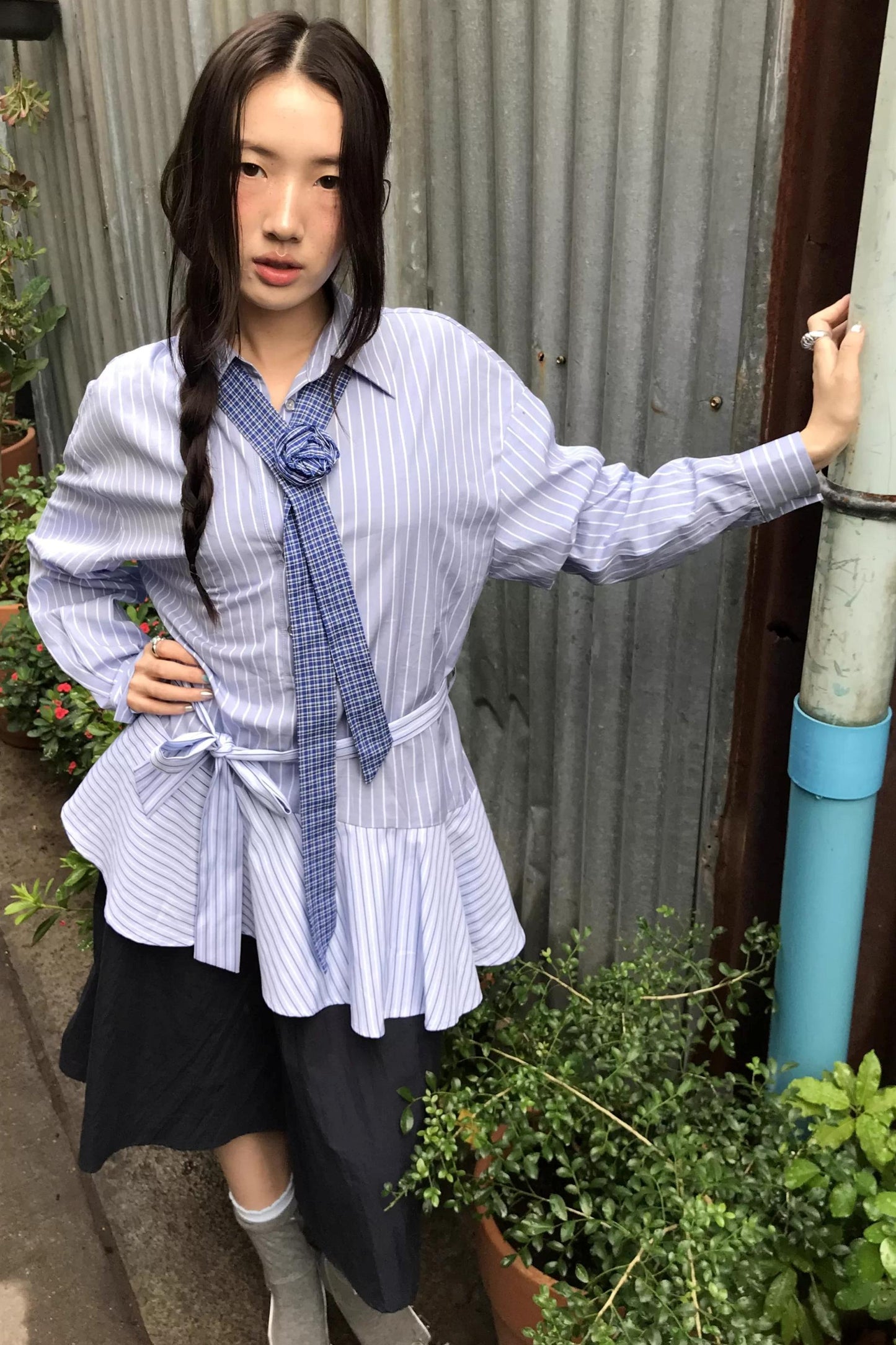 Layered Wave Stripes Dress