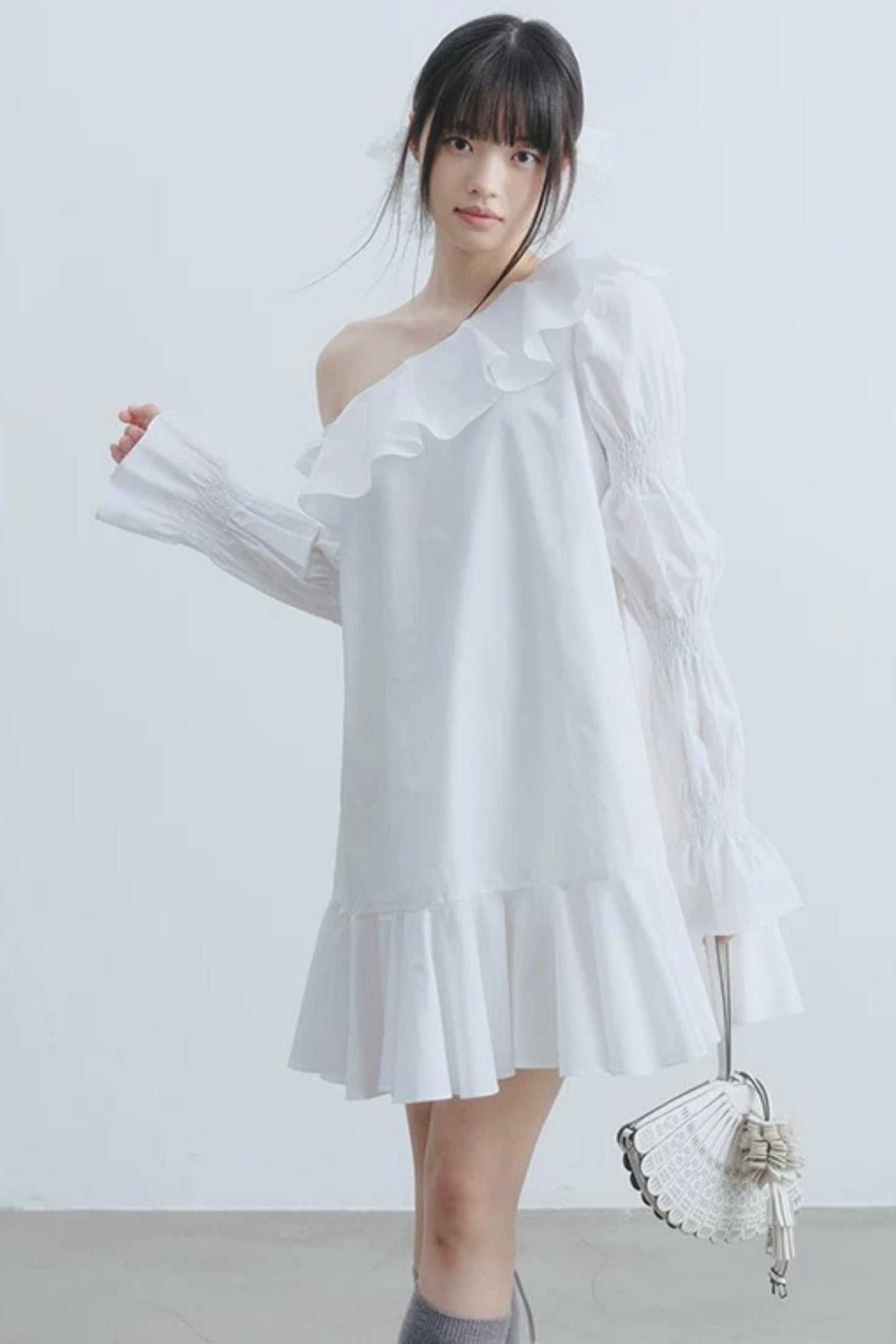 White Ruffled Off-Shoulder Dress