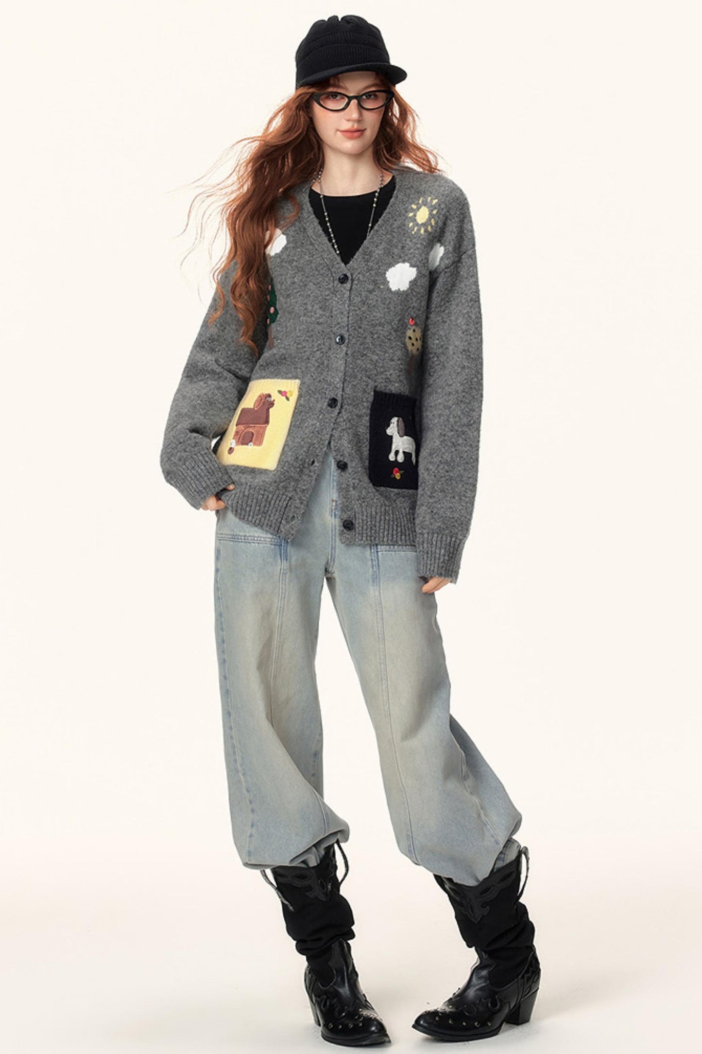 Jacquard V-Neck Cardigan Sweater