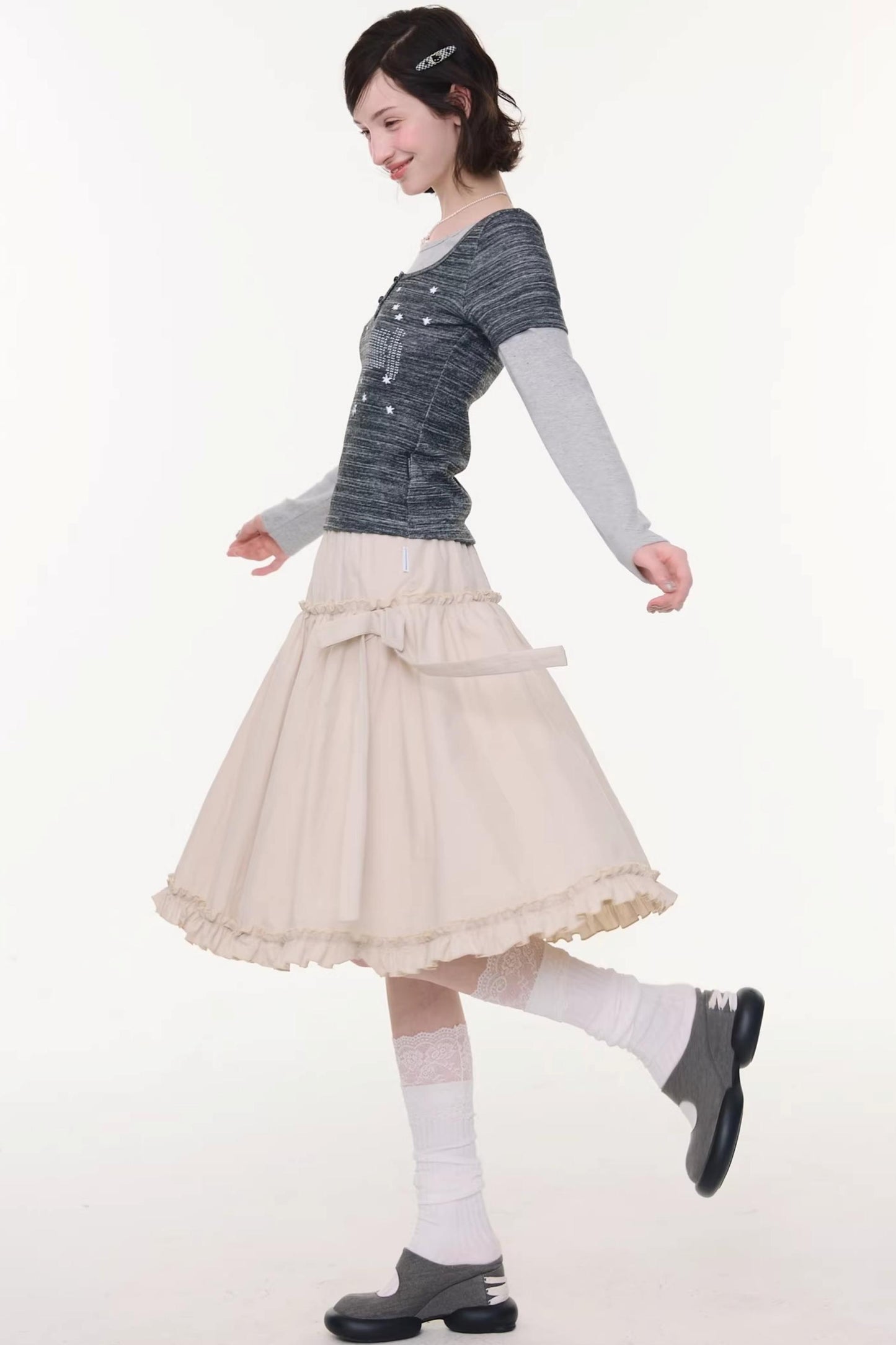 Vintage Bow-Knot Midi Skirt