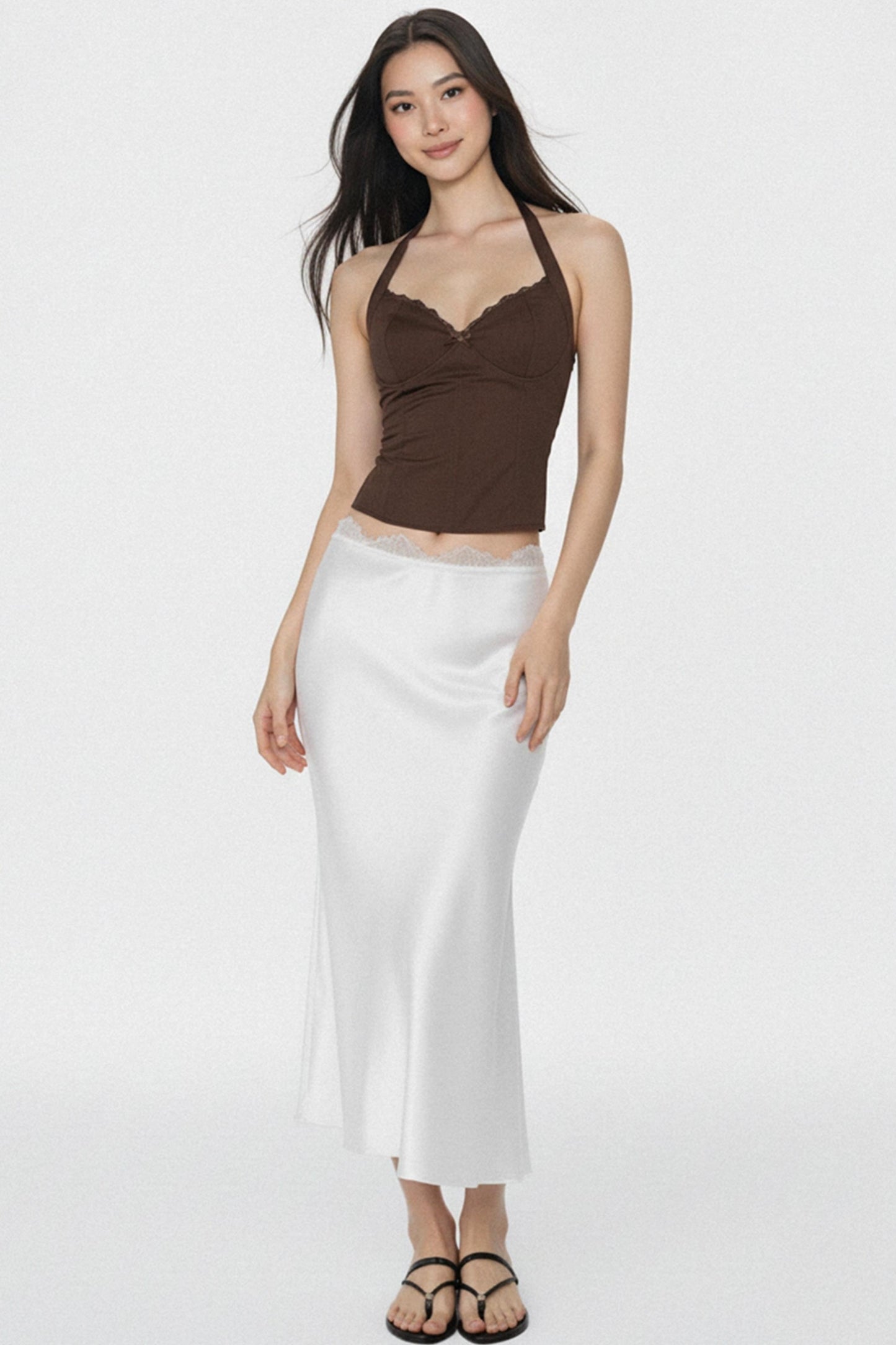 Retro Lace Satin Skirt