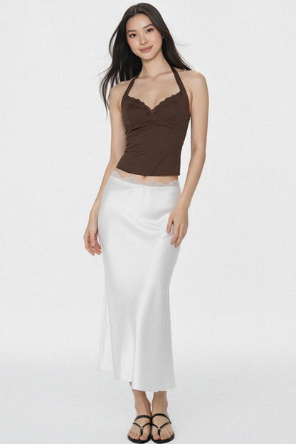 Retro Lace Satin Skirt